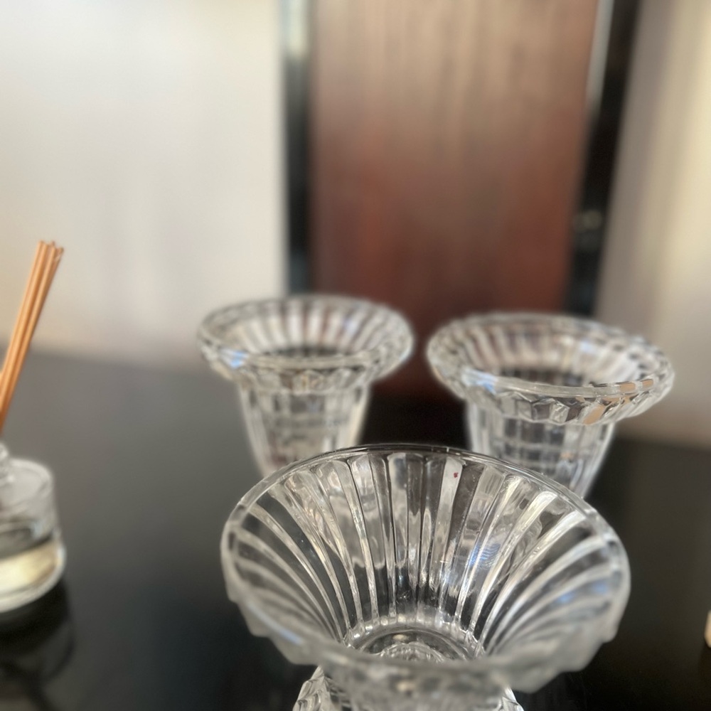 3 pieces Elegant Crystal Glass candle holder